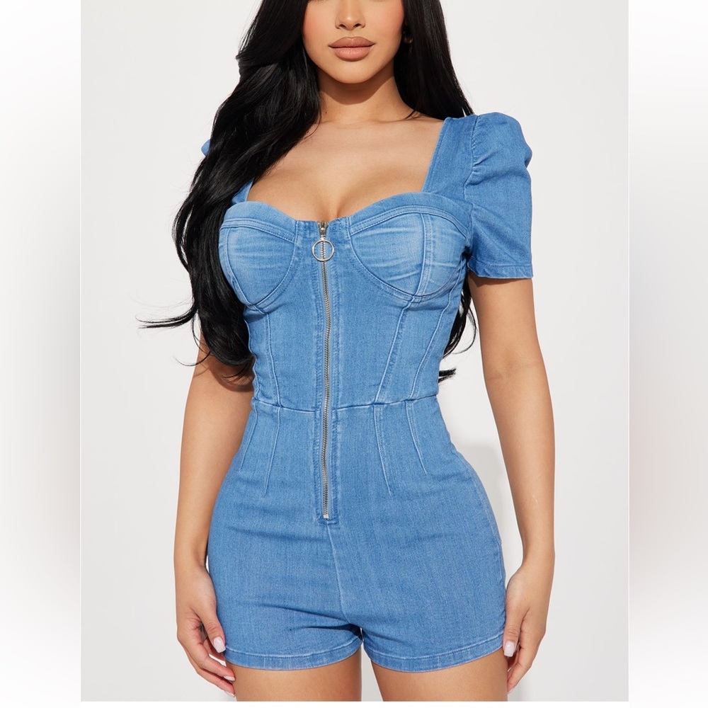 Denim Medium Blue Romper